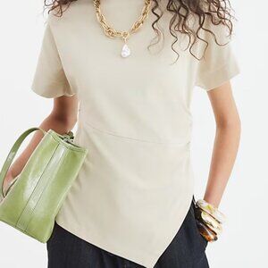 Beige Short Sleeve Drape Side T-shirt (New with Tags) River Island